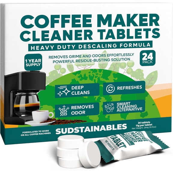 Coffee Maker Cleaner Tablets  Descaling & Cleaning Solution for Coffee Makers, Pot, Machines  Compatible with Breville, , Keurig, DeLonghi, N & More  Removes Stains & Oils