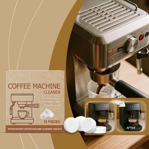 Coffee Machine Descaler Tablets Cleaner - Deep Clean Formula for Coffee Makers Removes Scale Build Up Coffee Oil and Mineral Deposits Easy Use 12 Count