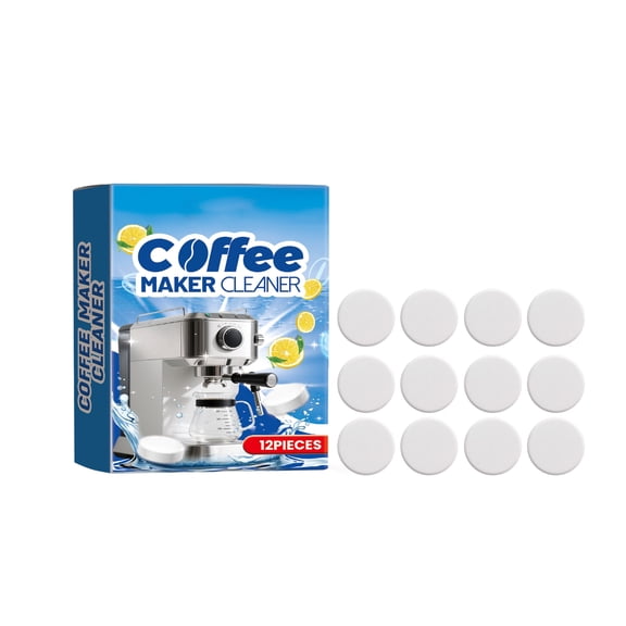 Coffee Maker Cleaning Tablets, Descaling Stain Removal Universal Household 12 Count, for Diverse Coffee Machine Filter Deep Clean Removes Mineral Residue and Brewed Coffee Build Up