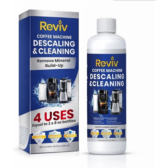 Coffee Maker Descaling Solution (4 Uses) 16.9 fl oz Universal Coffee Descaler for Keurig, N, Breville & Delonghi Machines Descaler for Multi-Cup & Single Serve Brewers