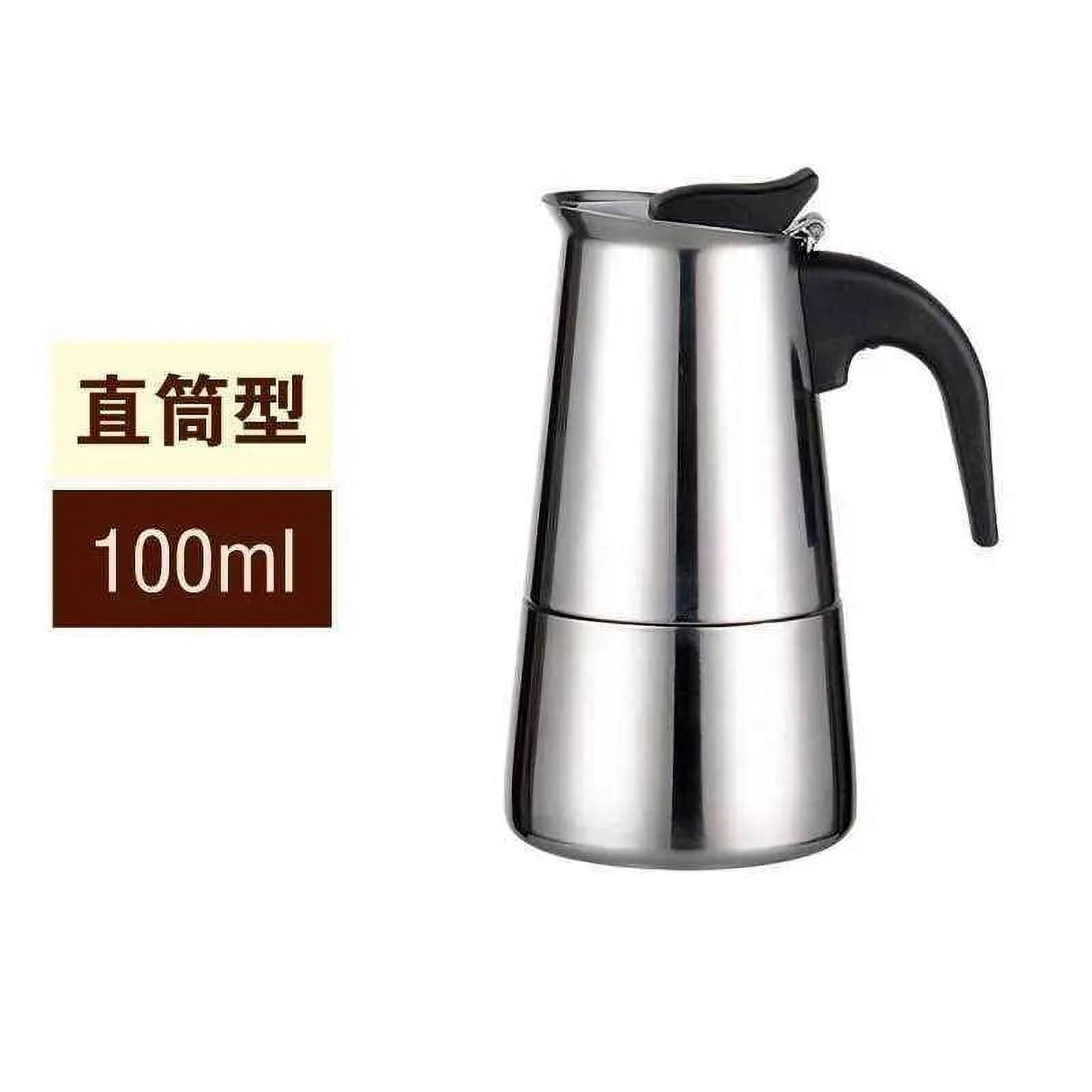Coffee Maker Machine Moka Pot American Latte Electric Burner Italian French Press Percolator Brew Kettle Stovetop StainlessSteel-Option Straight cylind100ml