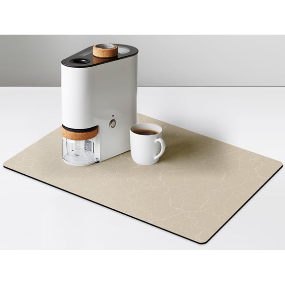 Coffee Maker Mat for Countertop - Coffee Bar Accessories Fit Under Cafe Machine, Rubber Backed Absorbent Pad, Table Mat Under Appliance, Kitchen Counter Dish Drying Mat, 19"x12", Marble Beige