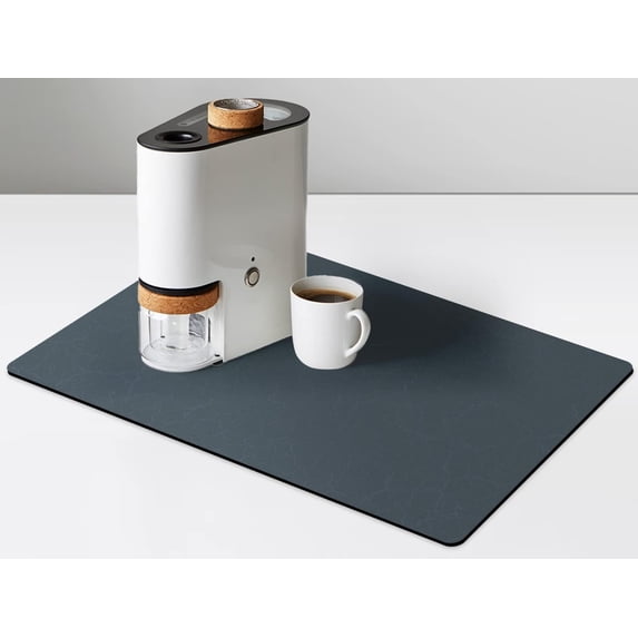 Coffee Maker Mat for Countertops, Coffee Bar Accessories Fit Under Coffee Machine Mat, 19"x12" Rubber Backed Coffee Pots, Table Mat under Appliance, Dish Drying Mat, Marble Navy for Kitchen Counter