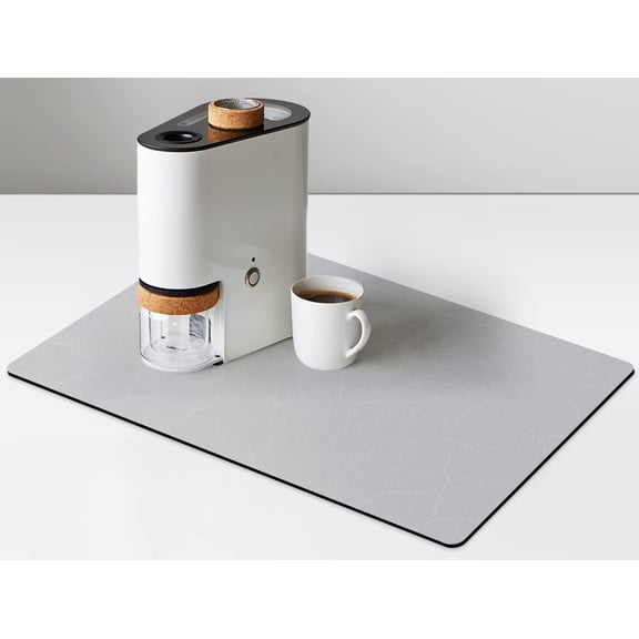 Coffee Maker Mat for Countertops, Coffee Bar Accessories Fit Under Coffee Machine Mat, 19"x12" Rubber Backed Coffee Pots, Table Mat Under Appliance, Dish Drying Mat, Marble Gray for Kitchen Counter