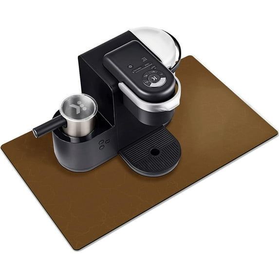 Coffee Maker Mat For Countertops,Coffee Dripper Mats,Coffee Machine Pads,Absorbent, Washable,Reversible Microfiber Dish Drying Mat For Kitchen accessories,Under Small Appliance Mats,Marble Brown