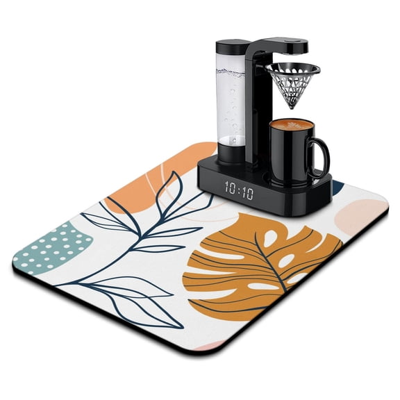 Under Coffee Maker Mat with Tribal Style Design - Absorbent Diatom Drying Pad with Non-Slip Base for Kitchen Sink Area or Espresso Machine, Artistic Tribal Patterns