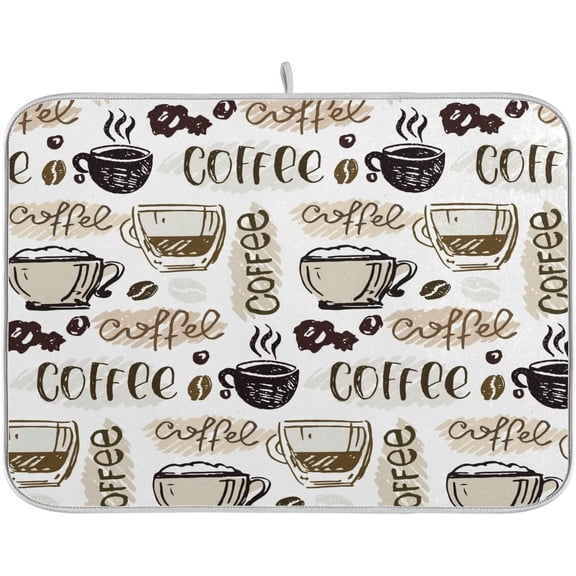 Coffee Maker Mat for Tabletop, Microfiber Dish Drying Mats Cafe Bar Kitchen Spill Mat 16x18 Inch Medium