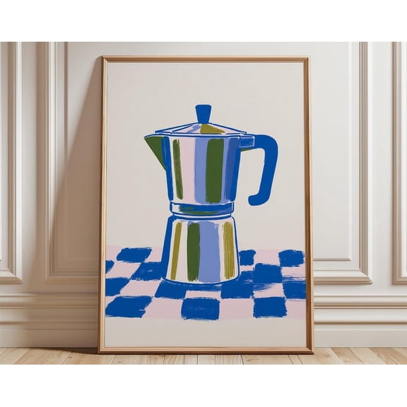 Coffee Maker Moka Pot Wall Art, Unframed Paper Poster 8x10in