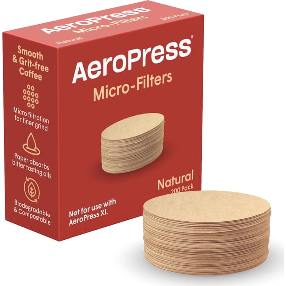 Coffee Maker Natural Paper Micro-Filters Round Replacement Coffee Filters, Unbleached, Compostable Paper Filters, Fits Standard Size Coffee Makers, 200 Count