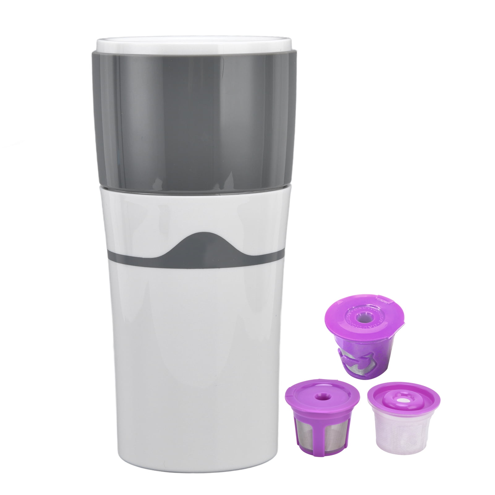 Fyydes Gray and White Portable Coffee Maker PP Finish 1-Cup Drip Machine