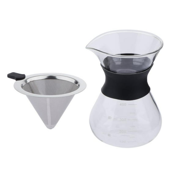 Coffee Maker Set – with a Paperless Stainless Steel Filter and Glass Carafe Maker - 7Ounce