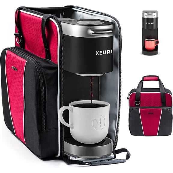 Coffee Maker Travel Bag Compatible with Keurig K-Mini or K-Mini Plus, Single Serve Coffee Brewer Carrying Case with Multiple Pockets for K-Cup Pods, Storage Bag With Shoulder Strap