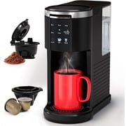 WAA 2 in 1 Single Serve Coffee Maker,Cup/Ground Coffee, 6-14 Oz, 40oz Tank, Auto Clean, Black
