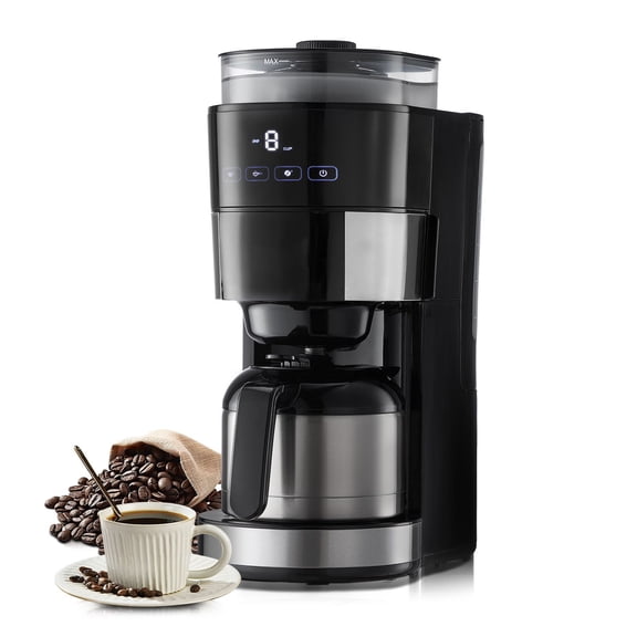 Coffee Maker with Grinder, 8 Cup Programmable Coffee Machine, Grind and Brew Cof