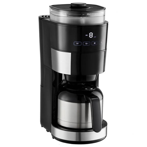 Coffee Maker, with built-in grinder, 8-cup programmable grind and brew function, 24-hour timer, reusable filter included