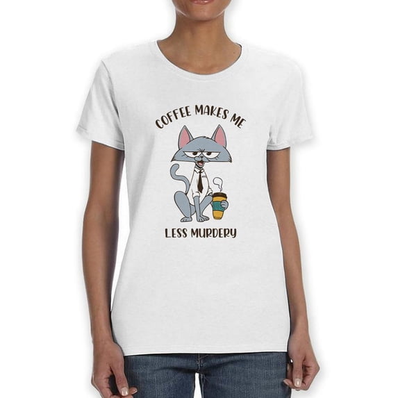 Coffee Makes Me Less Cat Boss Shaped T-Shirt Women -Smartprints Designs, Female XX-Large