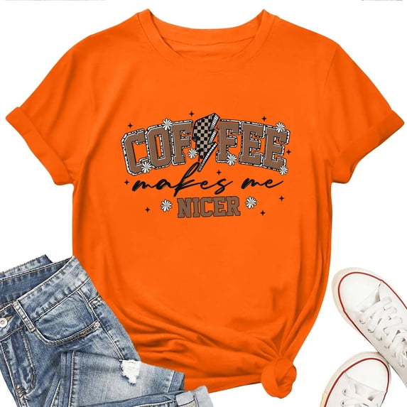 Coffee Makes Me Nicer T-Shirt for Women – Funny Caffeine Graphic Tee, Casual Coffee Lover Top