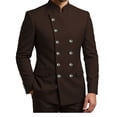thumbnail image 1 of Coffee Mandarin Collar Men's Suits 2 Piece Sets Silver Buttons Double Breasted Blazer Pants Suit XL, 1 of 1