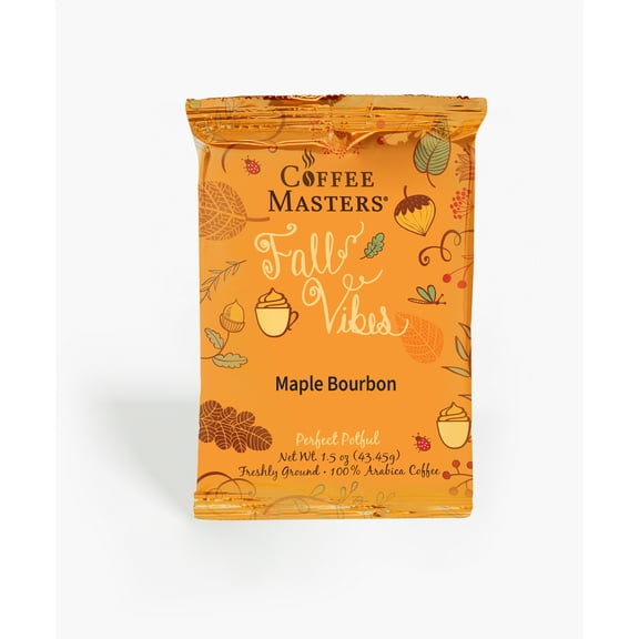 Coffee Masters Maple Bourbon Fall Perfect Potfuls 1.5 oz Ground Coffee Packets (12 Pack)