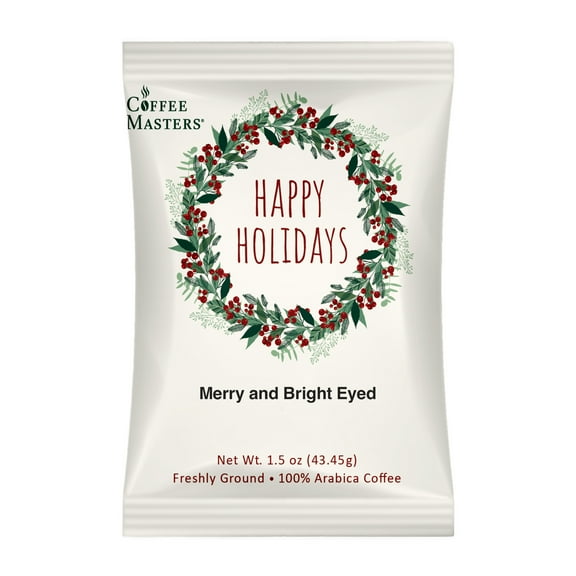 Coffee Masters Merry and Bright Eyed Christmas Perfect Potfuls 1.5 oz Ground Coffee Packets (12 Pack)