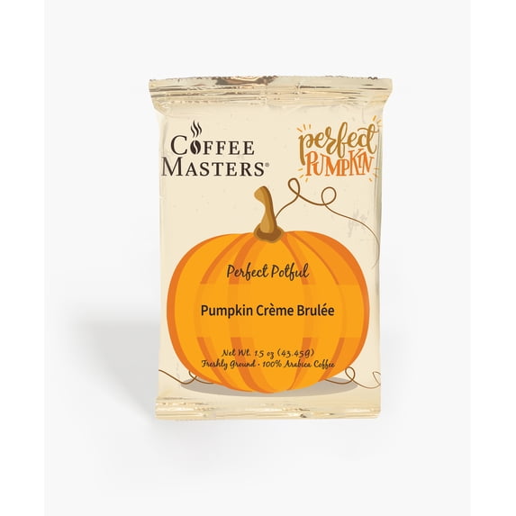 Coffee Masters Pumpkin Crème Brulee Fall Perfect Potfuls 1.5 oz Ground Coffee Packets (12 Pack)