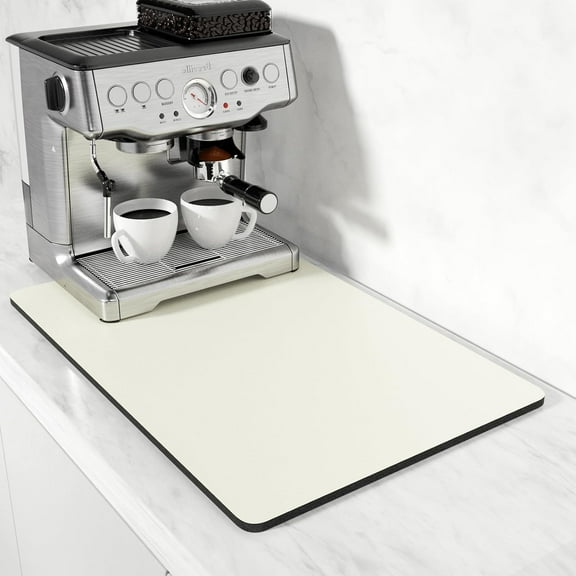 Coffee Mat, 16"x24" Coffee Bar Mat for Coffee Station Accessories and Organizer, Hide Stain Anti Absorbent Dish Drying Pad for Kitchen Counter, Cute Coffee Bar Decor Coffee Machine Mat, Beige