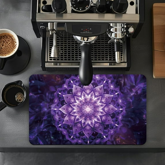 -Coffee Mat: 19.5x12in Mandala Bohemian Coffee Bar Accessories Fit Under Coffee Maker Coffee Pot Espresso Machine, Hide Stain Rubber Backed Absorbent Dish Drying Mats for Kitchen Counter