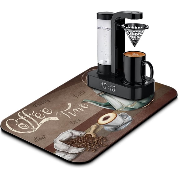 Coffee Mat 19inx12in,Coffee Bar Mat for Countertops,Absorbent Hide Stain Anti-Slip Coffee Bar Accessories Fit Under Coffee Machine Mat,Dish Drying mats for Kitchen