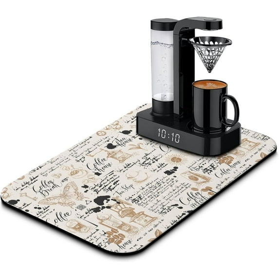 Coffee Mat 19inx12in,Coffee Bar Mat for Countertops,Absorbent Hide Stain Anti-Slip Coffee Bar Accessories Fit Under Coffee Machine Mat,dish drying mats for kitchen