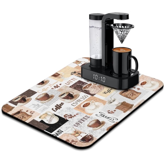 Coffee Mat 24inx18in,Coffee Bar Mat for Countertops,Absorbent Hide Stain Anti-Slip Coffee Bar Accessories Fit Under Coffee Machine Mat,Dish Drying mats for Kitchen