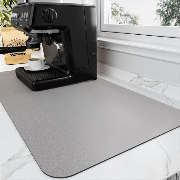 Coffee Mat - Absorbent Hide Stain Rubber Backed Dish Drying Mat for Kitchen Counter - Bar Mats for Countertops Fit Under Coffee Maker Espresso Machine