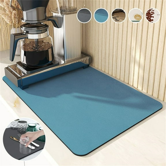 Coffee Mat Absorbent Mat, Pvc Spill Proof & Non-slip Draining Mat with Thickened Base, Keeps Countertops Dry and Clean for Kitchen Sink, Dish Drying & Bar Use,Vsgery