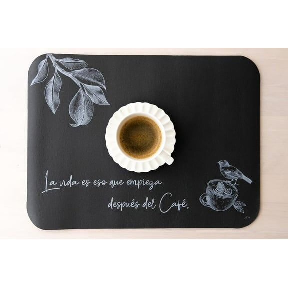 Coffee Mat Absorbent and Quick Dry Mat (Spanish) Countertop–Non-Slip Rubber Backed Coffee Bar Mat – Modern Coffee Art – Highly Absorbent Mat for Kitchen Counter, Mat para Cafe.