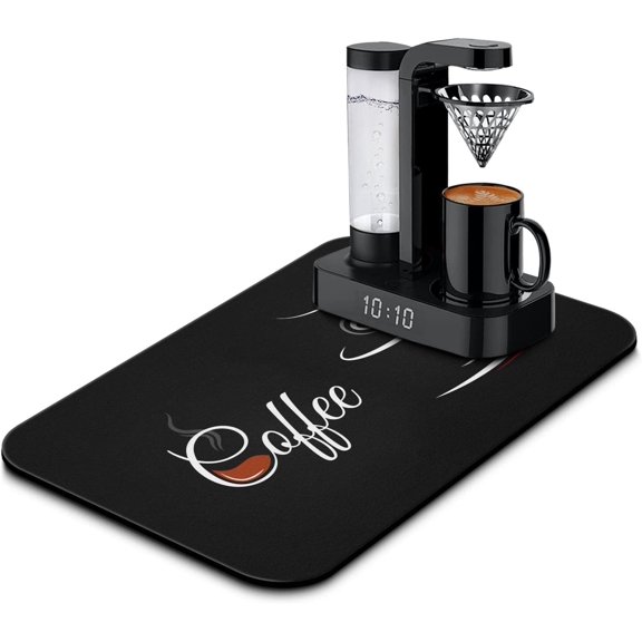 Coffee Mat Absorbent and Quick Dry Mat Hide Stain Rubber Backed Anti-Slip Drying Mat 19.5x12in for Kitchen Counter-Coffee Bar