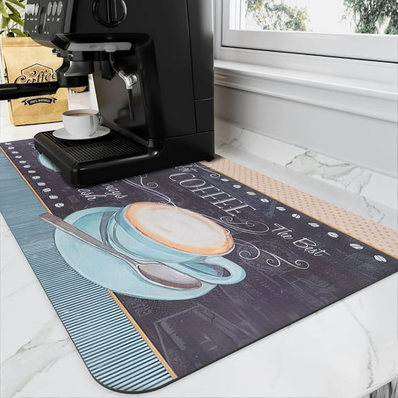 Coffee Mat Accessories Absorbent Hide Stain Rubber Backed Draining Pad for Countertop Fits Under Coffee Maker Pot Espresso Machine; Perfect Dish Drying Mat Decor Gift