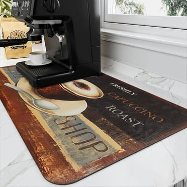 Coffee Mat Accessories Dish Drying Mats for Kitchen Counter, Coffee Bar Mat for Countertop Absorbent Hide Stain Rubber Backed Draining Pad Decor Gift Fit Under Coffee Maker Coffee Pot Espresso Machine