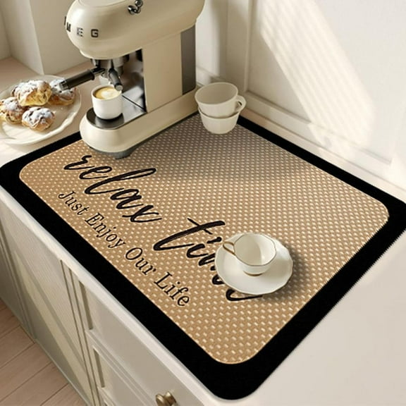 Coffee Mat - Coffee Bar Mat for Countertops,16''X24'' Coffee Bar Accessories Fit Under Coffee Maker Espresso Machine, Absorbent Hide Stain Rubber Backed Dish Drying Mat for Kitchen Counter