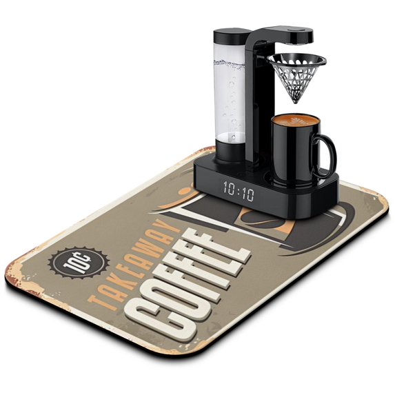 Coffee Mat, Coffee Mug Vintage Design Coffee Bar Mat for Coffee Station Accessories and Organizer, Absorbent Dish Drying for Kitchen Counter, Coffee Bar Decor Coffee Machine Mat 19.5x12in