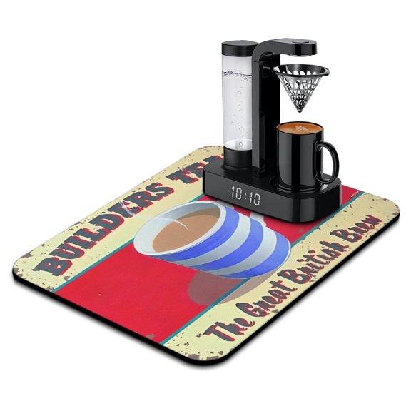 Coffee Mat, Coffee Vintage Red Coffee Bar Mat for Countertop, Rubber Backed Dish Drying Mat for Counter, Absorbent Coffee Bar Accessories Fit Under Coffee Maker Espresso Me Machine 18x24in