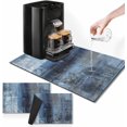 thumbnail image 1 of Coffee Mat for Countertops, Blue Abstract Modern Dish Drying Mat 2 Pcs for Kitchen Coffee Bar Accessories, Coffee Maker Espresso Machine Dish Rack Hide Stain Rubber Backed 12x19In, 1 of 6