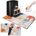 thumbnail image 1 of Coffee Mat for Countertops, Floral Botanical Boho Flower Dish Drying Mat 2 Pcs for Kitchen Coffee Bar Accessories, Coffee Maker Espresso Machine Rubber Backed 12x19in, 1 of 6