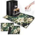 thumbnail image 1 of Coffee Mat for Countertops, Floral Painting Green Dish Drying Mat 2 Pcs for Kitchen Coffee Bar Accessories, Coffee Maker Espresso Machine Dish Rack Hide Stain Rubber Backed 12x19in, 1 of 6