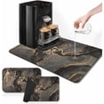 thumbnail image 1 of Coffee Mat for Countertops, Marble Black Gold Grey Abstract Dish Drying Mat 2 Pcs for Kitchen Coffee Bar Accessory, Fit Under Coffee Maker Espresso Machine Dish Rack Hide Stain Rubber 12x19in, 1 of 6