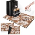 thumbnail image 1 of Coffee Mat for Countertops, Summer Leaves Vintage Brown Dish Drying Mat 2 Pcs for Kitchen Coffee Bar Accessories, Coffee Maker Espresso Machine Dish Rack Hide Stain Rubber Backed 12x19in, 1 of 6