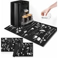 thumbnail image 1 of Coffee Mat for Countertops, White Flower Plant Wild Black Dish Drying Mat 2 Pcs for Kitchen Coffee Bar Accessories, Coffee Maker Espresso Machine Rubber Backed 12x19in, 1 of 6