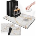thumbnail image 1 of Coffee Mat for Countertops, White Gold Marble Texture Dish Drying Mat 2 Pcs for Kitchen Coffee Bar Accessories, Coffee Maker Espresso Machine Dish Rack Hide Stain Rubber Backed 12x19In, 1 of 6
