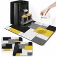 thumbnail image 1 of Coffee Mat for Countertops, Yellow Black White Grey Modern Dish Drying Mat 2 Pcs for Kitchen Coffee Bar Accessories, Fit Under Coffee Maker Espresso Machine Dish Rack Hide Stain Rubber 12x19in, 1 of 1