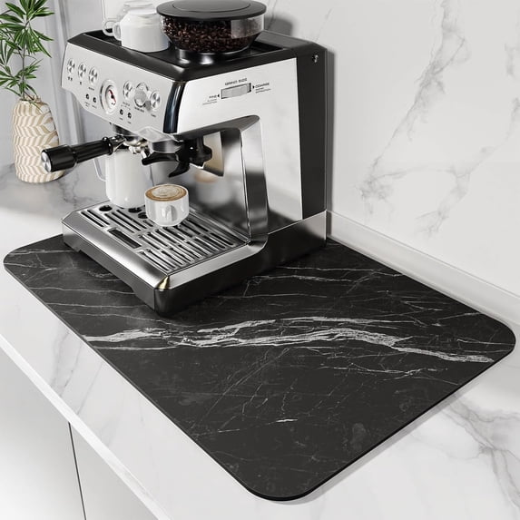 Coffee Mat Hide Stain Rubber Backed Absorbent Dish Drying Mat for Kitchen Counter-Coffee Bar Accessories Fit Under Maker Machine Pot Espresso Machine Dish Rack 16''x12''