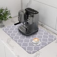 thumbnail image 1 of Coffee Mat Dish Drying Mats for Kitchen Counter 24"X16" Absorbent Hide Stain Anti-Slip Coffee Bar Accessories Under Dish Rack Thick Rubber-backed Pad Grey Moroccan Trellis, 1 of 6