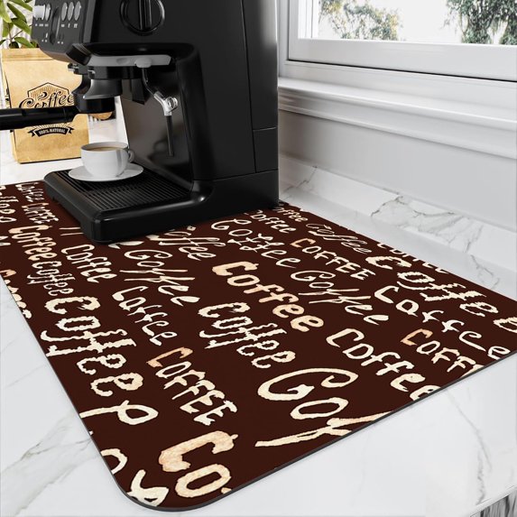Coffee Mat Dish Drying Mats for Kitchen Counter, Absorbent Coffee Bar Mat for Coffee Maker and Espresso Machine Countertop Rubber Backed Draining Pad Decor Gift Fit Under Coffee Maker Coffee Pot